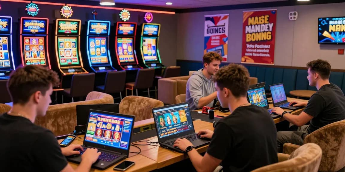 UK players enjoying the excitement of online casinos at https://aboutobo.com with vibrant slot displays and engaging atmosphere.