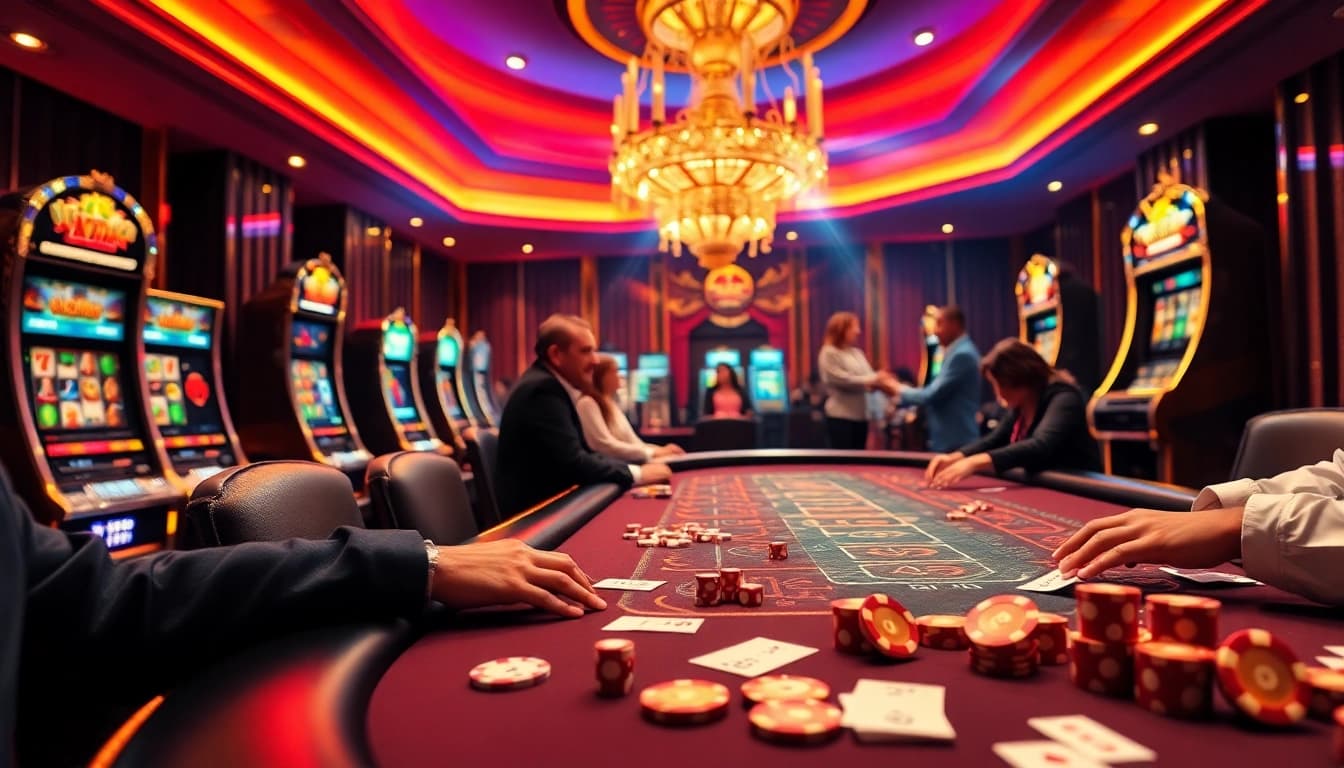 Experience thrilling gameplay at nhà cái 23Win with vibrant casino tables, exciting poker action, and dazzling slot machines.