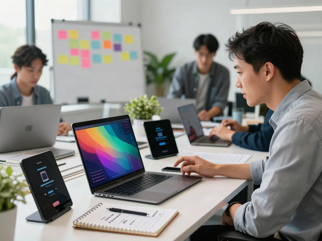 Content strategist exploring instant indexing strategies in a vibrant office.