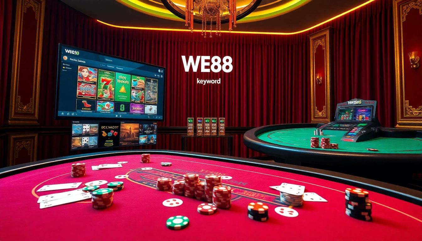WE88 offers an exciting online casino experience with vibrant casino tables and game options.
