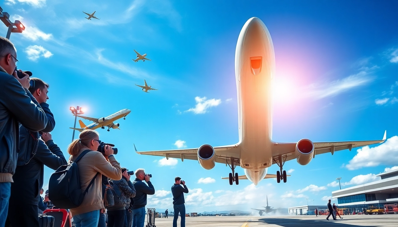 Dynamic aviation photography scene at https://rr9935.com/ showcasing planes and photographers.