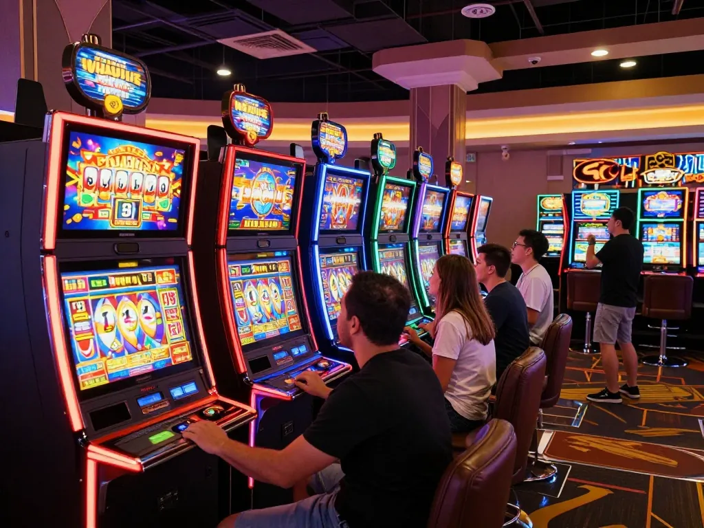 Players enjoying a lively slot machine experience at the casino featuring tr88 machines.