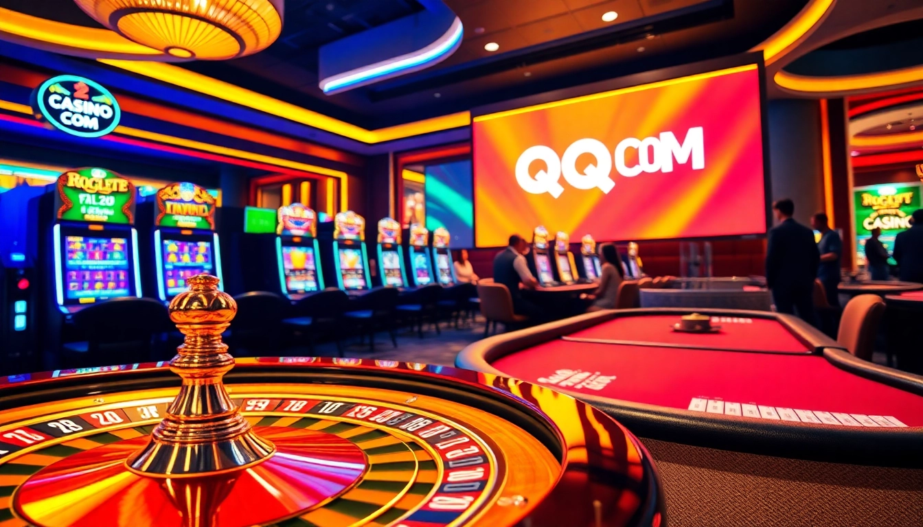 Experience the thrill of betting at QQ88 COM with vibrant casino gaming tables and dynamic players.