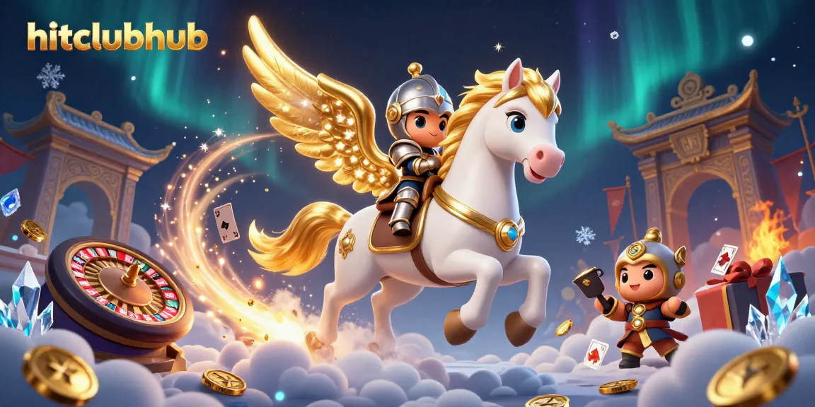 Engage in thrilling bets at hitclubhub, featuring a celestial horse with a knight amidst live casino excitement.