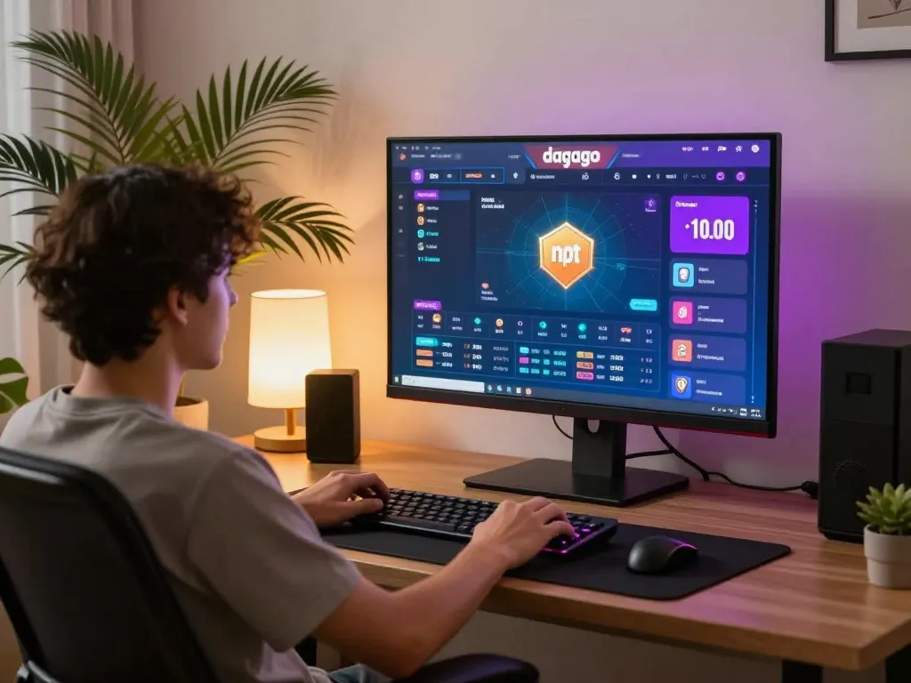 Engaged user exploring dagago betting interface in a cozy online gaming setup.