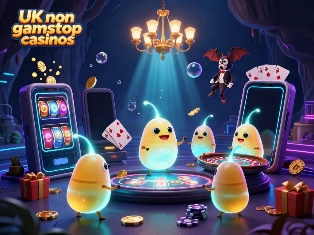 Experience the excitement of UK non gamstop casinos with vibrant glowworms lighting up a dynamic casino scene.