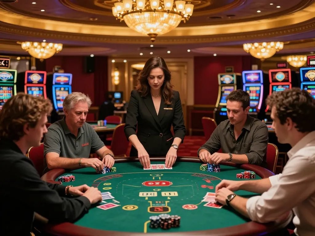 uu88 players strategizing at a blackjack table, with intense focus on gameplay