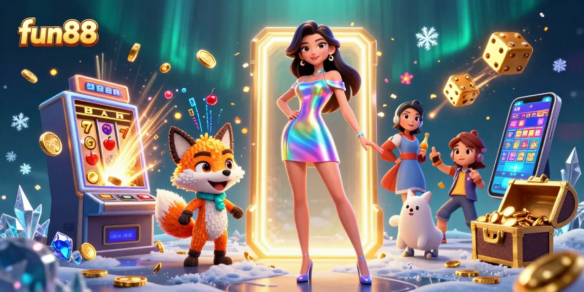 Experience the fun88 casino adventure with vibrant games and jackpot thrills in a dazzling digital illustration.