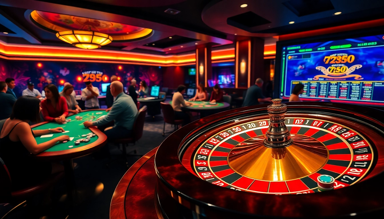 Exciting players engaging in roulette and poker at 789F's luxury casino setting.