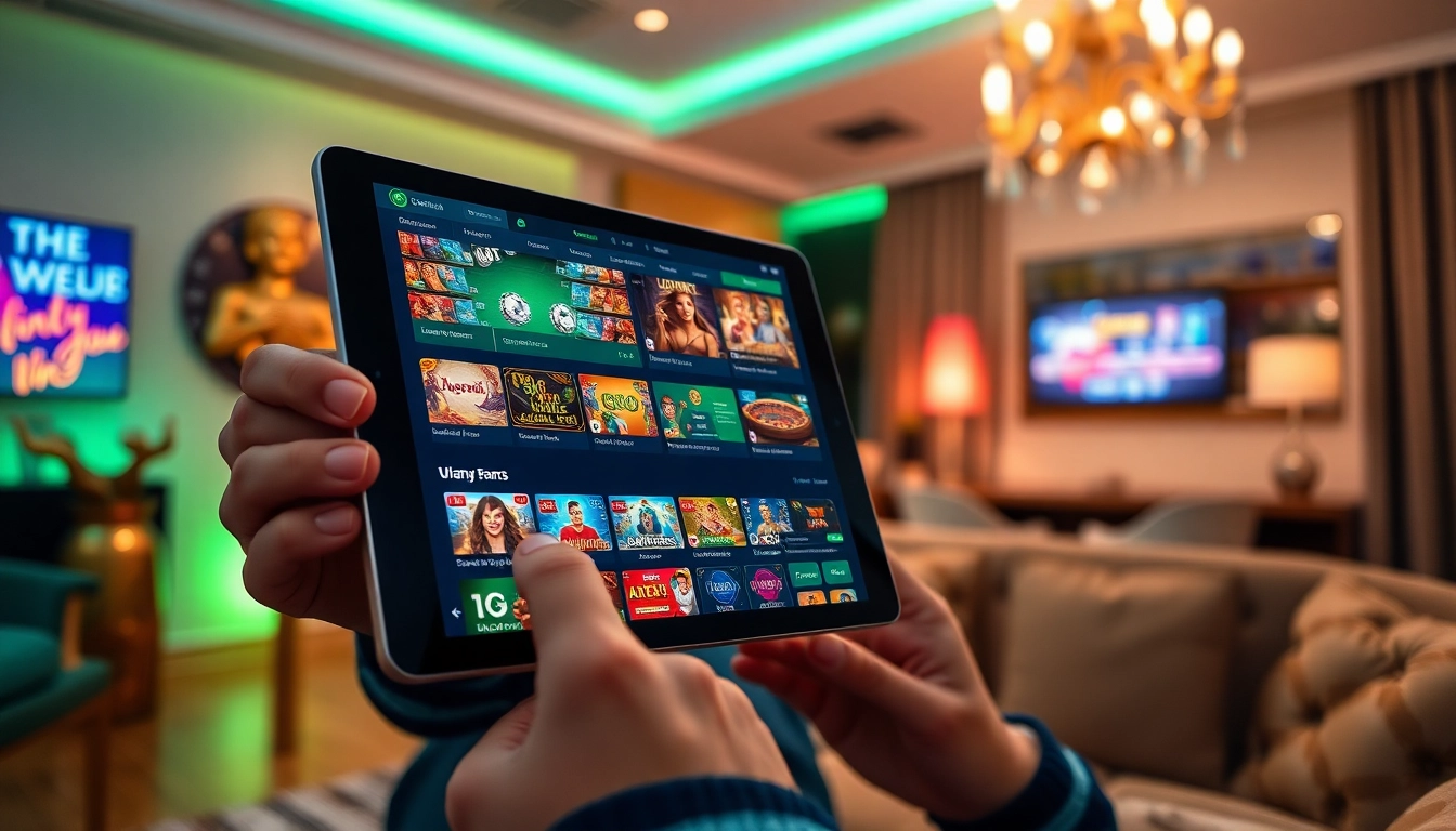 Experience the excitement of winvn88.live with a modern online casino interface, showcasing diverse gambling games in a cozy setting.