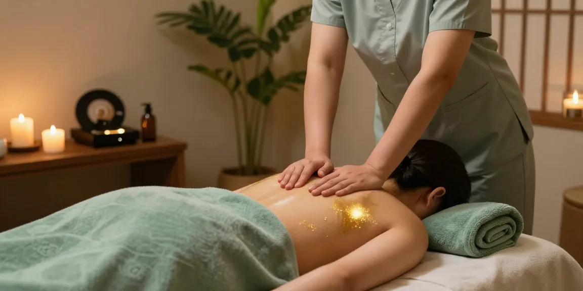 Relaxing massage therapy scene highlighting 금천구출장마사지 services in a tranquil spa.