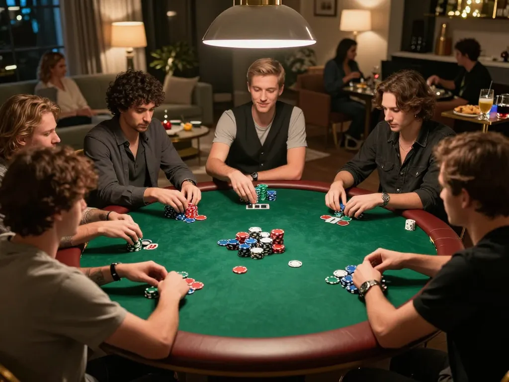Players engaging in a thrilling poker game at home with sc88hd strategies in play.