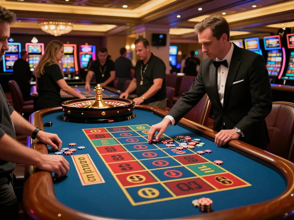 Experience the excitement of hytw3339 at the roulette table with players intensely betting.