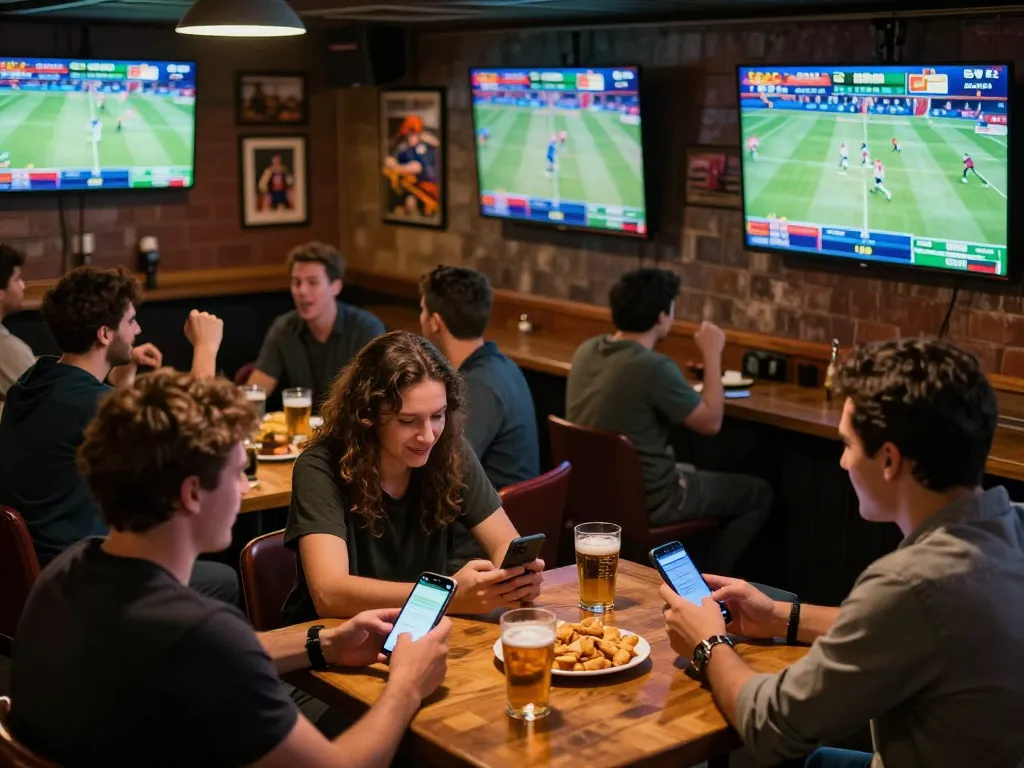 Actively betting at the hit club sports bar during exciting live games with friends.