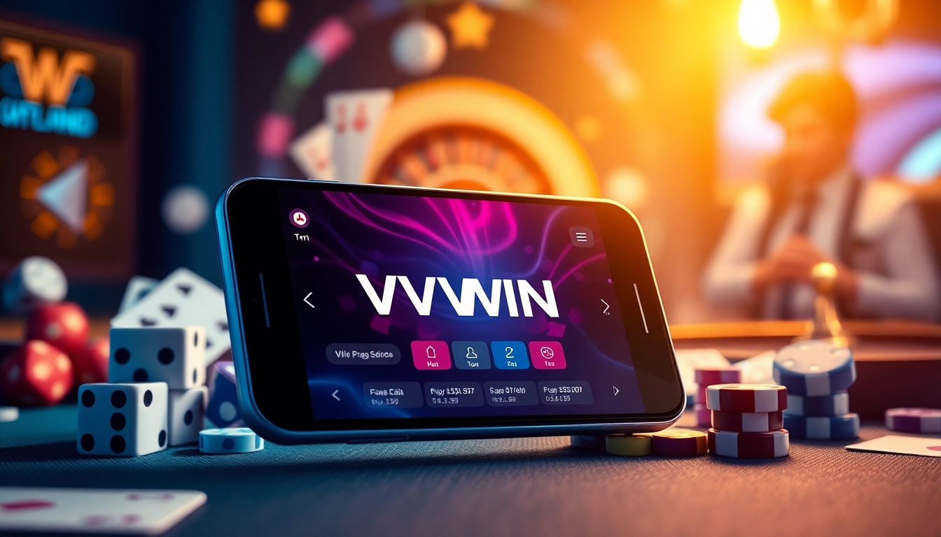 Discover the vibrant experience at vvvwin88.live showcasing the VVVWIN app with casino elements.