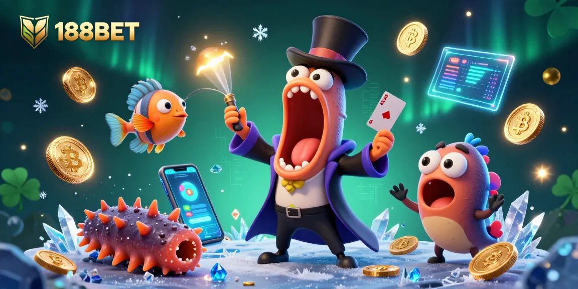 Engage with 188BET's vibrant gaming experience featuring dazzling characters and crypto elements.