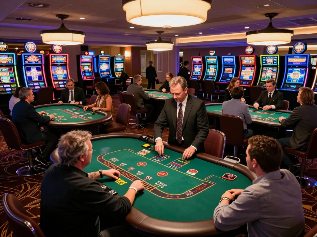 Người chơi Sunwin tham gia vào trò chơi blackjack chiến lược tại một sòng casino nhộn nhịp.