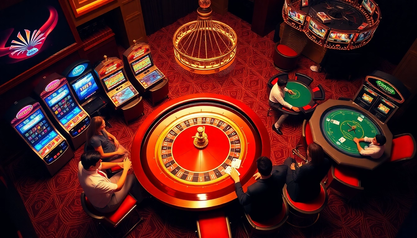 Engaging gamblers at the luxurious Fun88 Thai casino with roulette and poker games.
