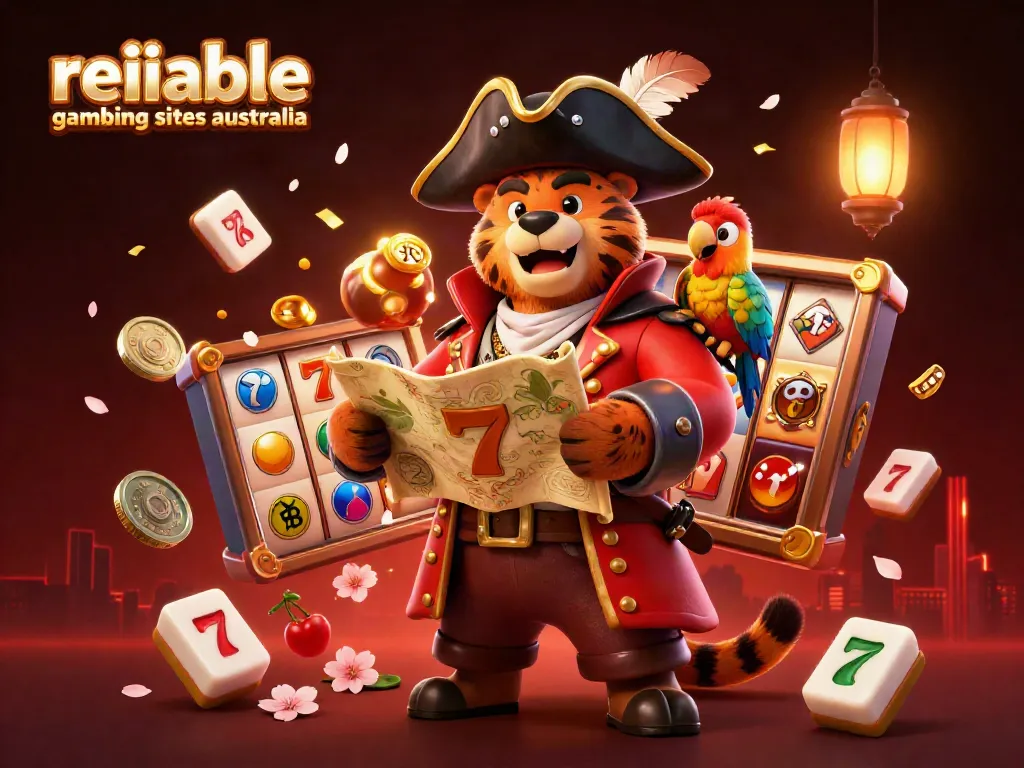 Captivating scene depicting reliable gambling sites Australia with animated characters and lively casino elements.