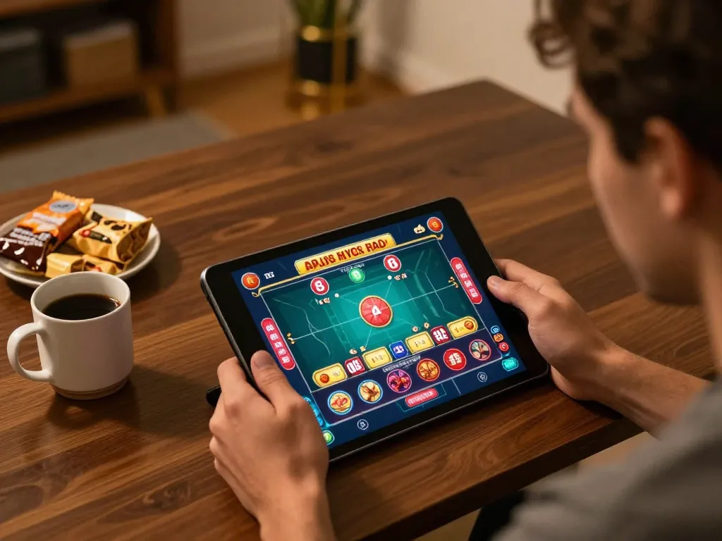 Engaging in daftar sungaitoto with vibrant online casino app interface on tablet showing live games.