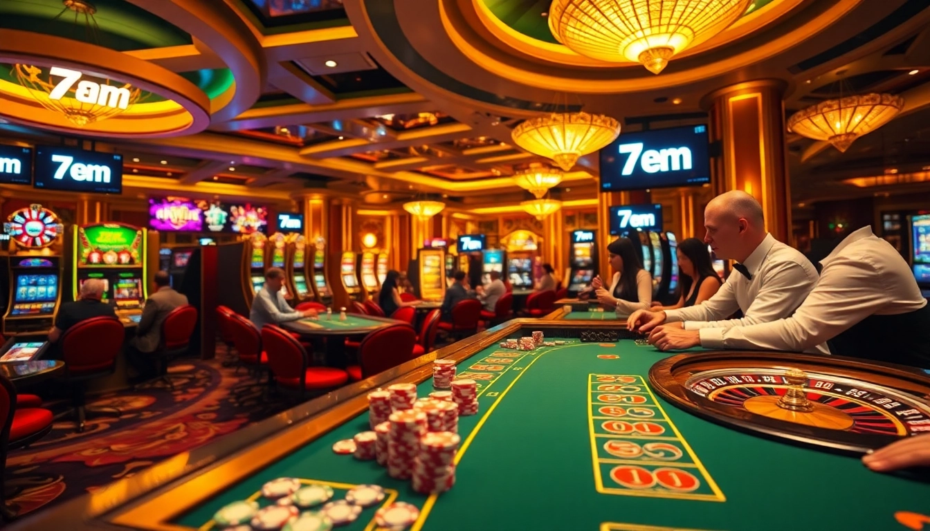Engaging casino action featuring dealers and players immersed in thrilling games at 7m tables.