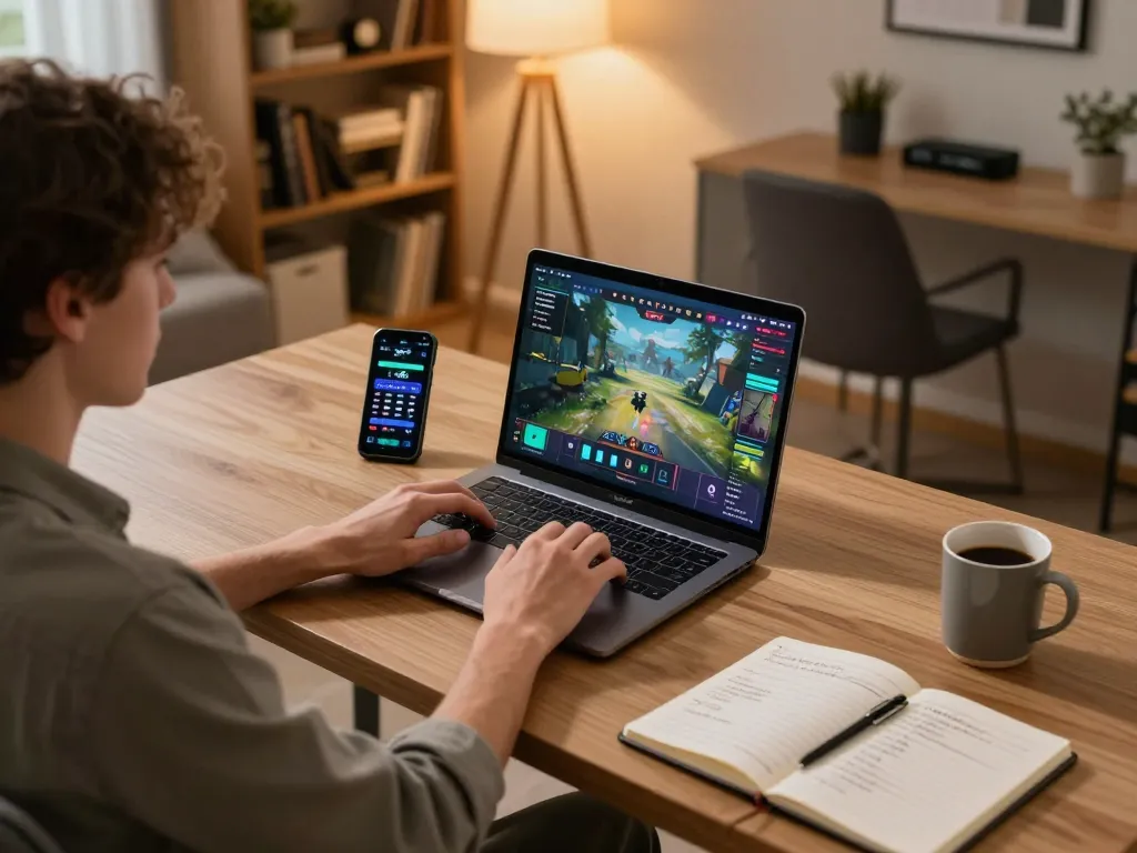 Engaging online gaming experience with Nhà Cái QQ88 displayed on laptop, demonstrating strategic gameplay and responsible betting.
