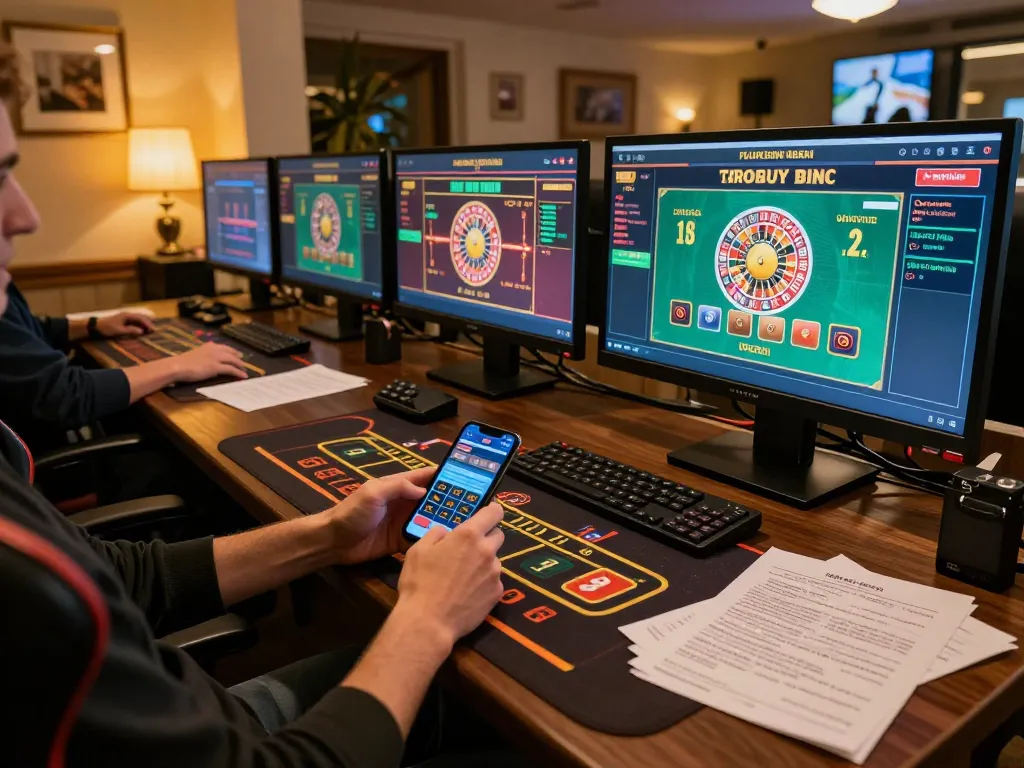 Vibrant online gaming session featuring gamebaidoithuong8 strategy notes and screens showing various casino games.