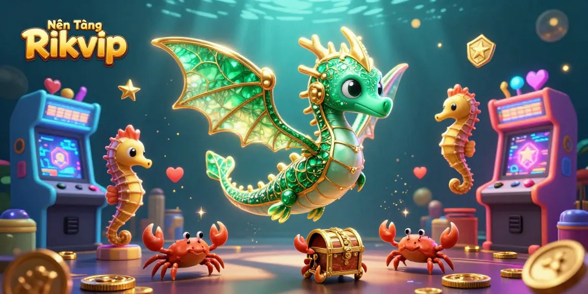 Nền Tảng Rikvip showcases an enchanting underwater casino scene with dynamic characters and vibrant gaming elements.