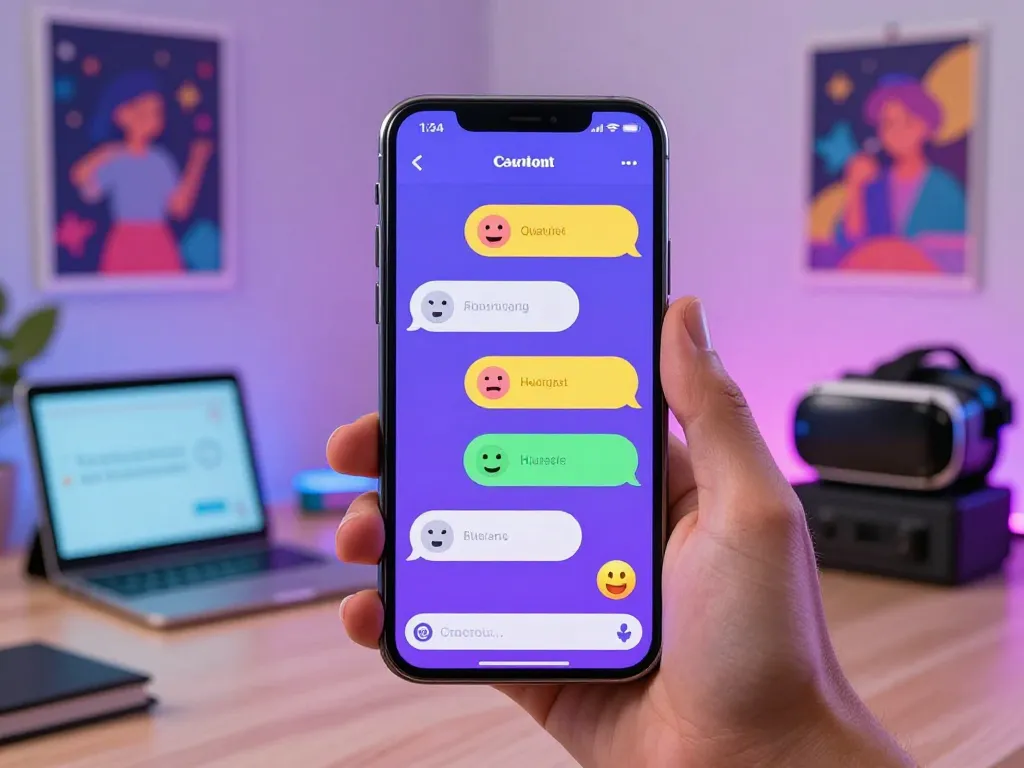Engaging in crush on ai chat with colorful character interactions in a vibrant tech workspace.