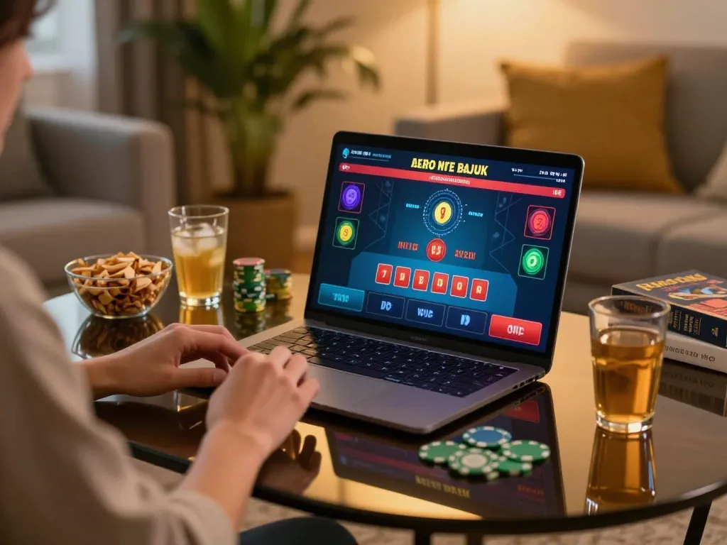 Sonclub player engaging in live dealer blackjack game with focused strategy in cozy home environment.