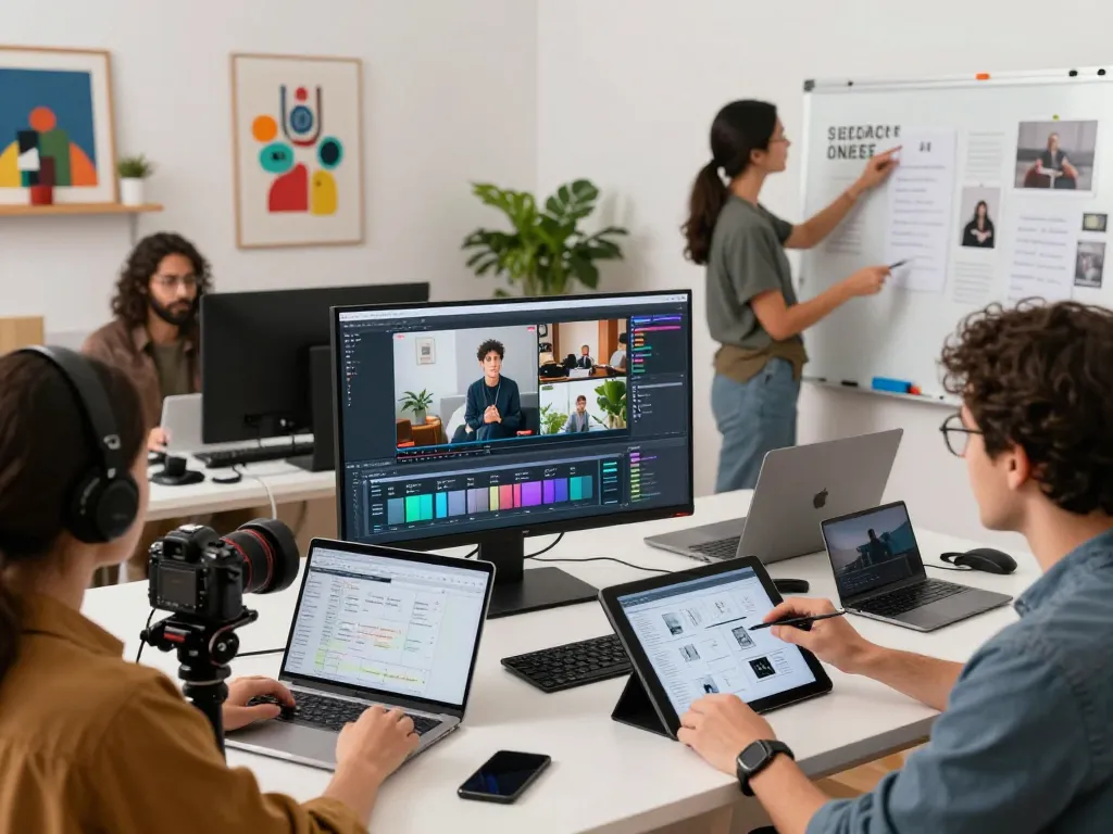 Creators using Seedance 2.0 AI in a collaborative video production studio showcasing director-level control and innovative workflows.