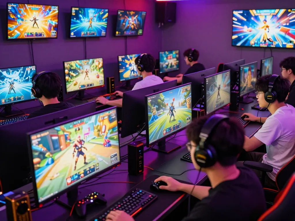 Players enjoying various games on az888 com in a vibrant gaming lounge.