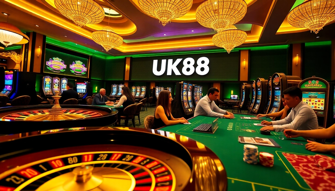 Engaging players on the vibrant trang chủ uk88 casino platform featuring roulette and poker.