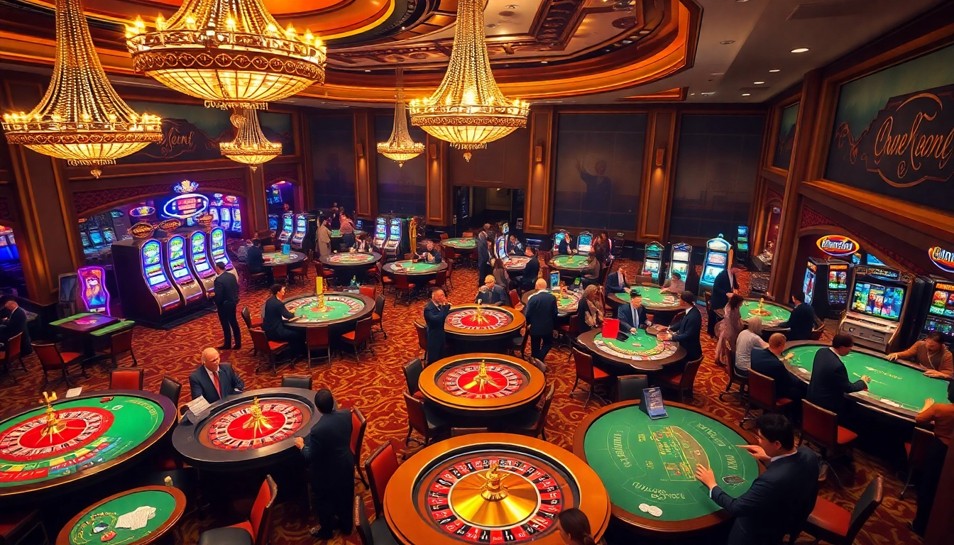 Experience the thrill of chotruyen with players enjoying captivating games at a luxurious casino.