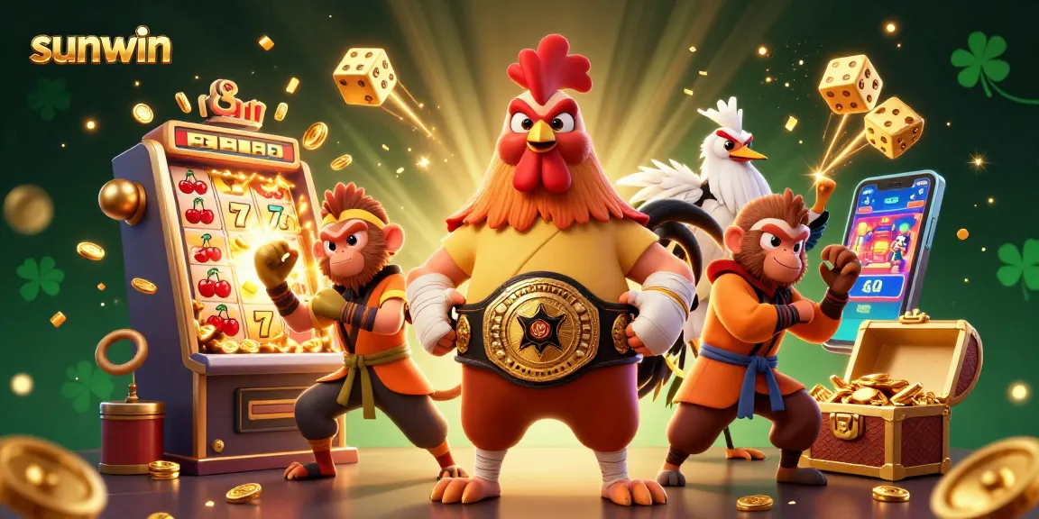 Play thrilling games at sunwin with an action-packed illustration of casino excitement.