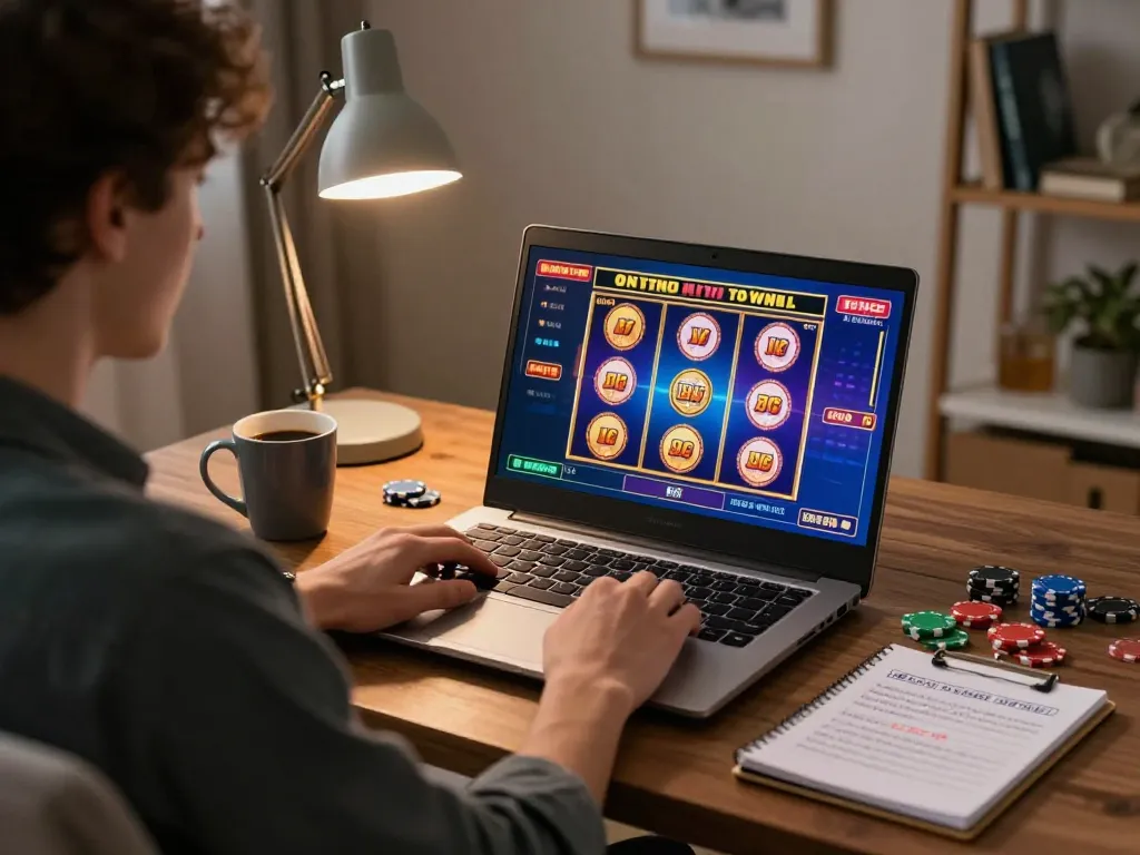 Player enjoying online slots at home using XX88 for a secure gaming experience.