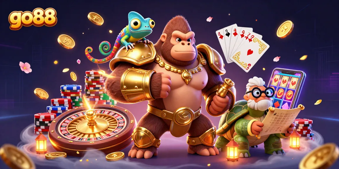 Enjoy thrilling games at go88, featuring vibrant casino characters and dazzling gambling elements.