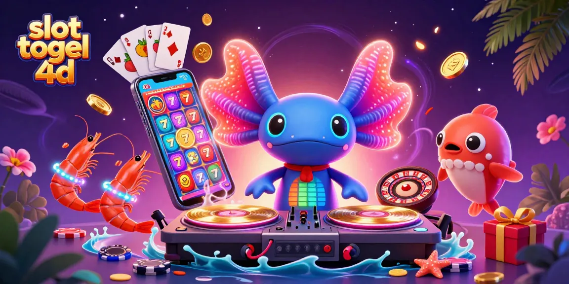 Immerse in slot togel 4d excitement with a vibrant 3D casino scene featuring colorful characters and gaming elements.