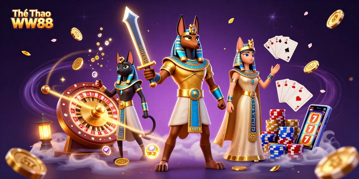 Experience the excitement of Thể Thao WW88 with 3D illustrated casino characters and vibrant gaming elements.