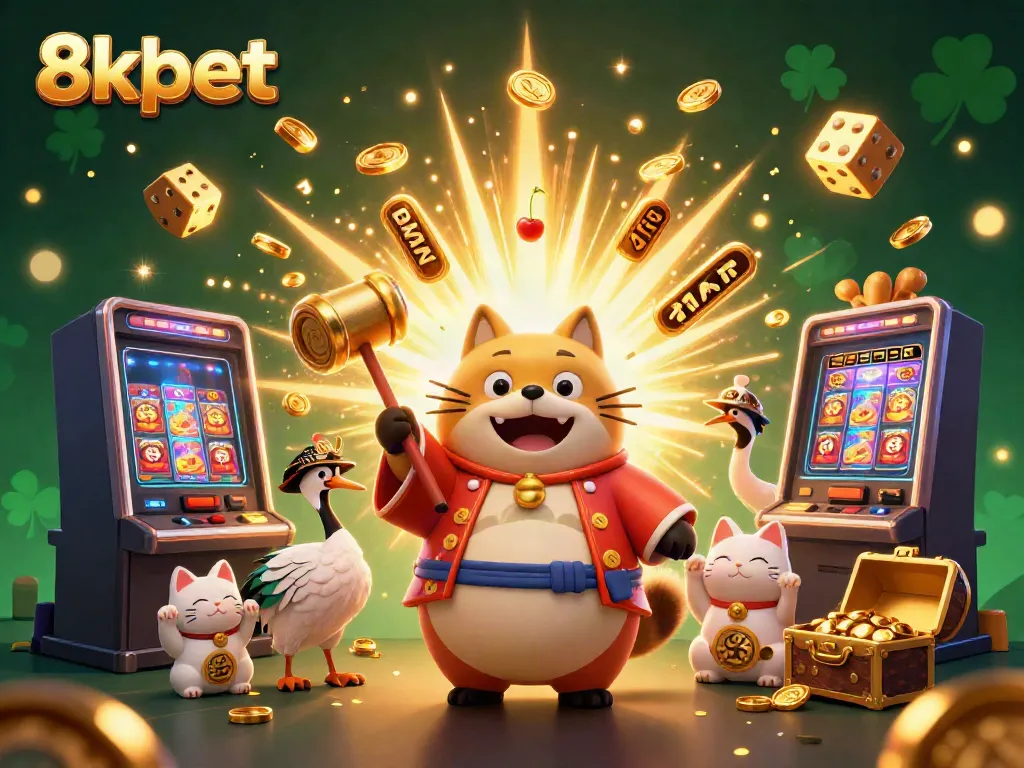 Experience the excitement of 8xbet with a vibrant 3D casino illustration featuring rich details and animated game elements.
