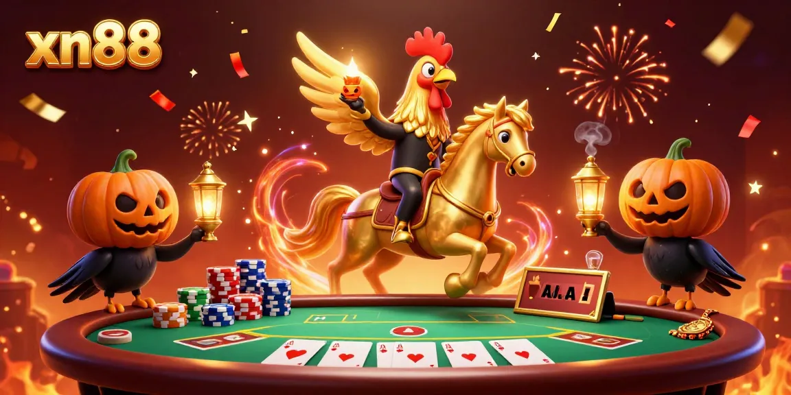 Join the excitement at xn88 with vibrant poker action and dynamic casino illustration.