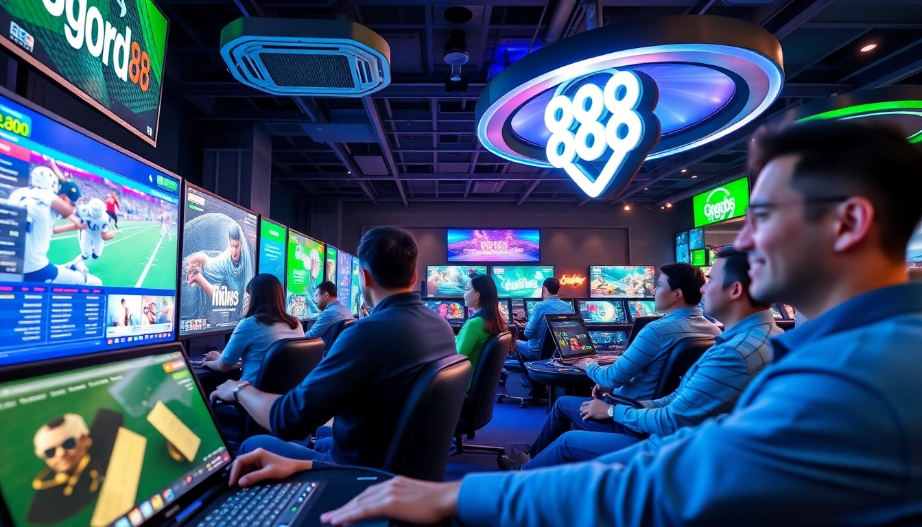 Exciting gaming scene at good88.hu.net featuring players and modern interfaces.