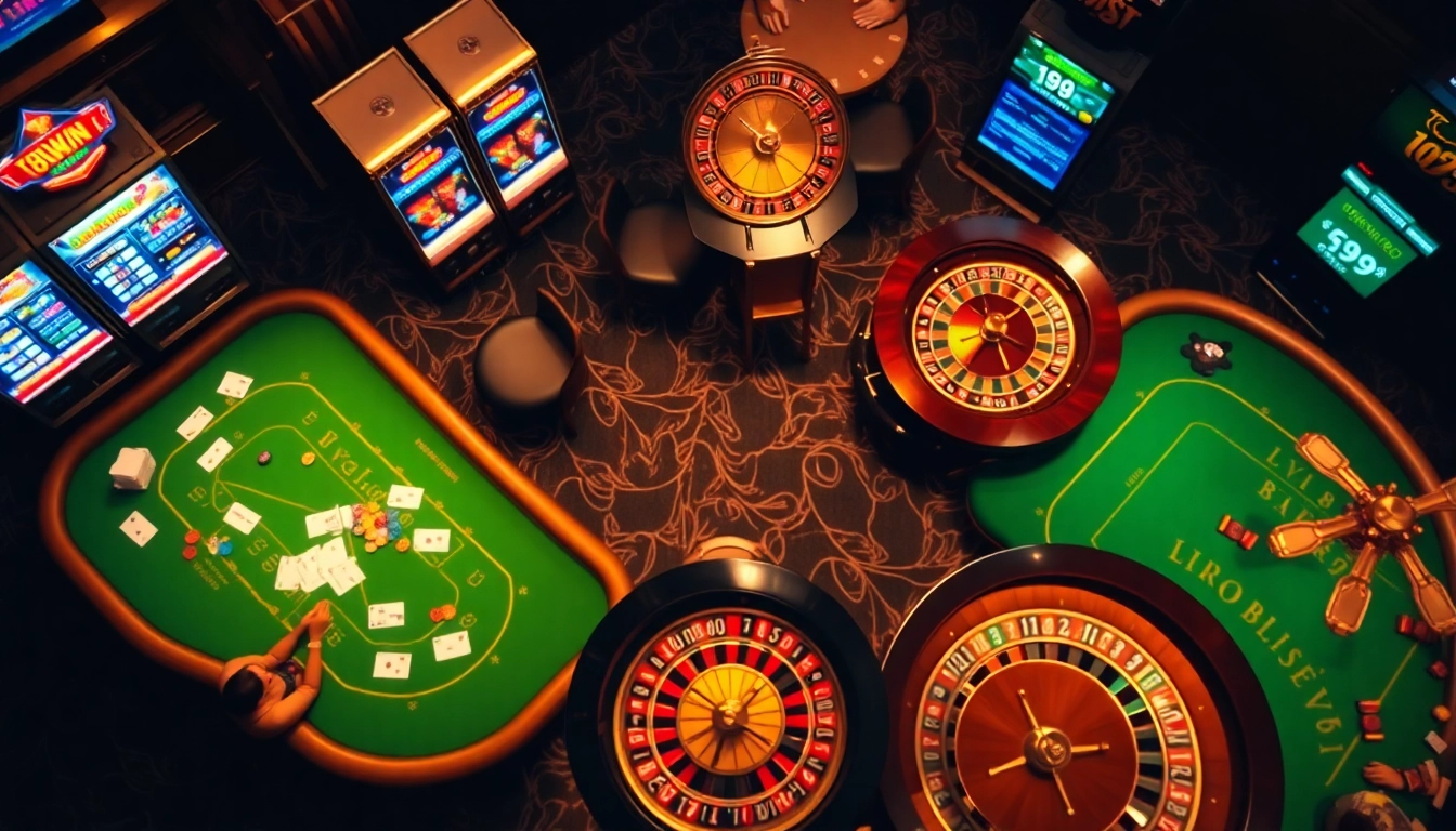 Exciting casino atmosphere showcasing 98win vin with engaged players and vibrant gaming elements.