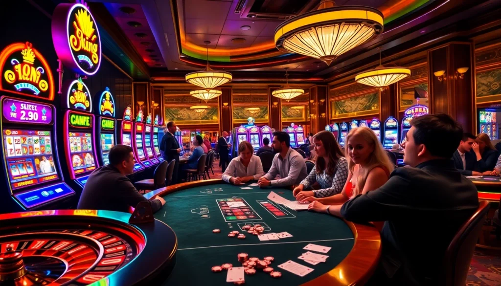 Experience thrilling casino action with 79king players at luxury tables and bright slot machines.