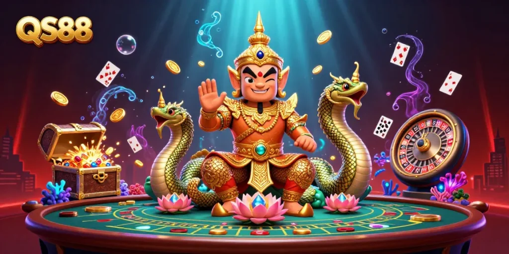 Experience thrilling live action at QS88 with vibrant casino elements like roulette and baccarat
